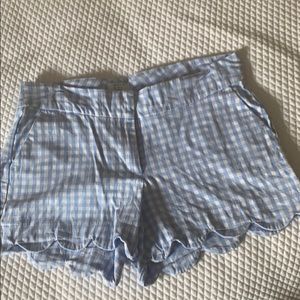 Blue gingham scalloped shorts